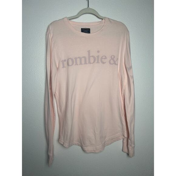 Vintage Abercrombie And Fitch Mens Pink Spell Out Long Sleeve Shirt Size Med - Picture 1 of 8